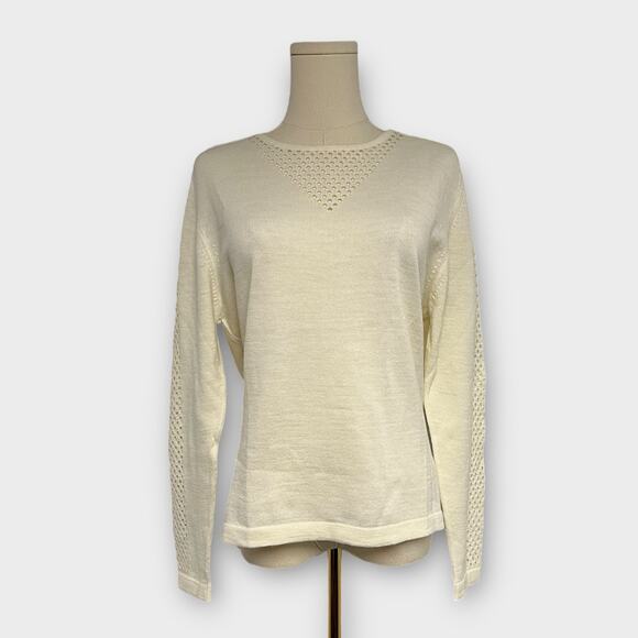 Barbour x Range Rover Ratio Knit Crewneck Sweater in Vanilla Size US 12 NEW - Picture 1 of 8